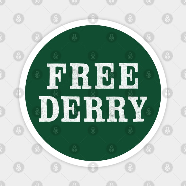 Free Derry / Vintage-Style Faded Typography Design Magnet by feck!